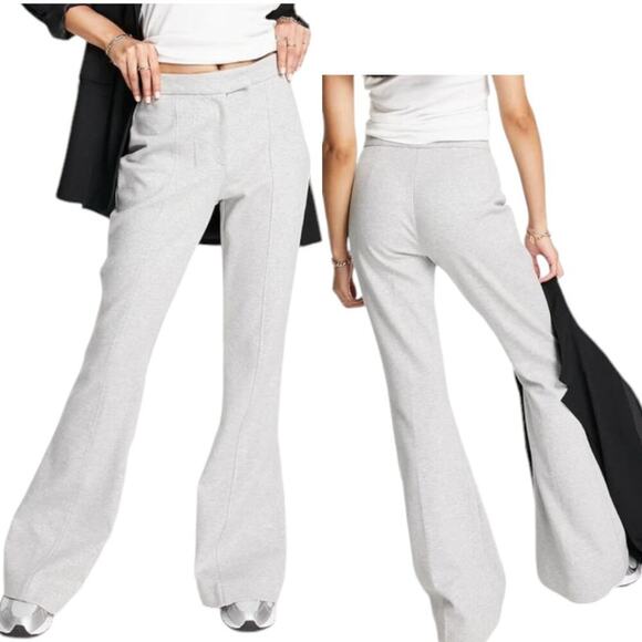 TopShop Jersey Twill Flare Trousers Light Gray Size 8 NWOT $51 MSRP - Picture 1 of 6